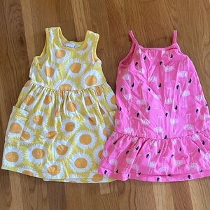 Sunflower and Flamingo Kids Dress Set
